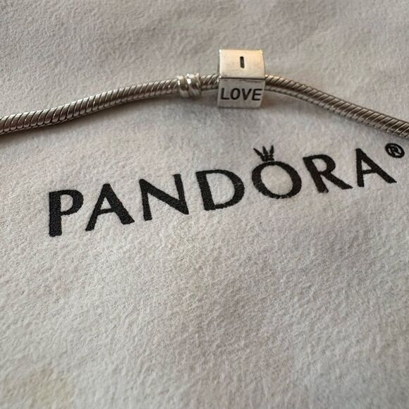 PANDORA Retired Heart “I Love You” Bead Silver and Gold Charm 790200 - Picture 2 of 5